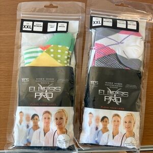 TC Women's Knee High Compression Socks - Green and Pink